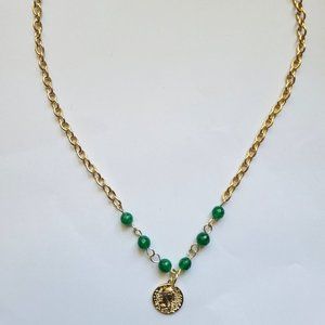 New Faceted emerald round gemstone Victorian Coin Pendant
